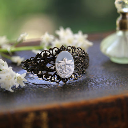 Dragonfly Cameo Cuff Bracelet