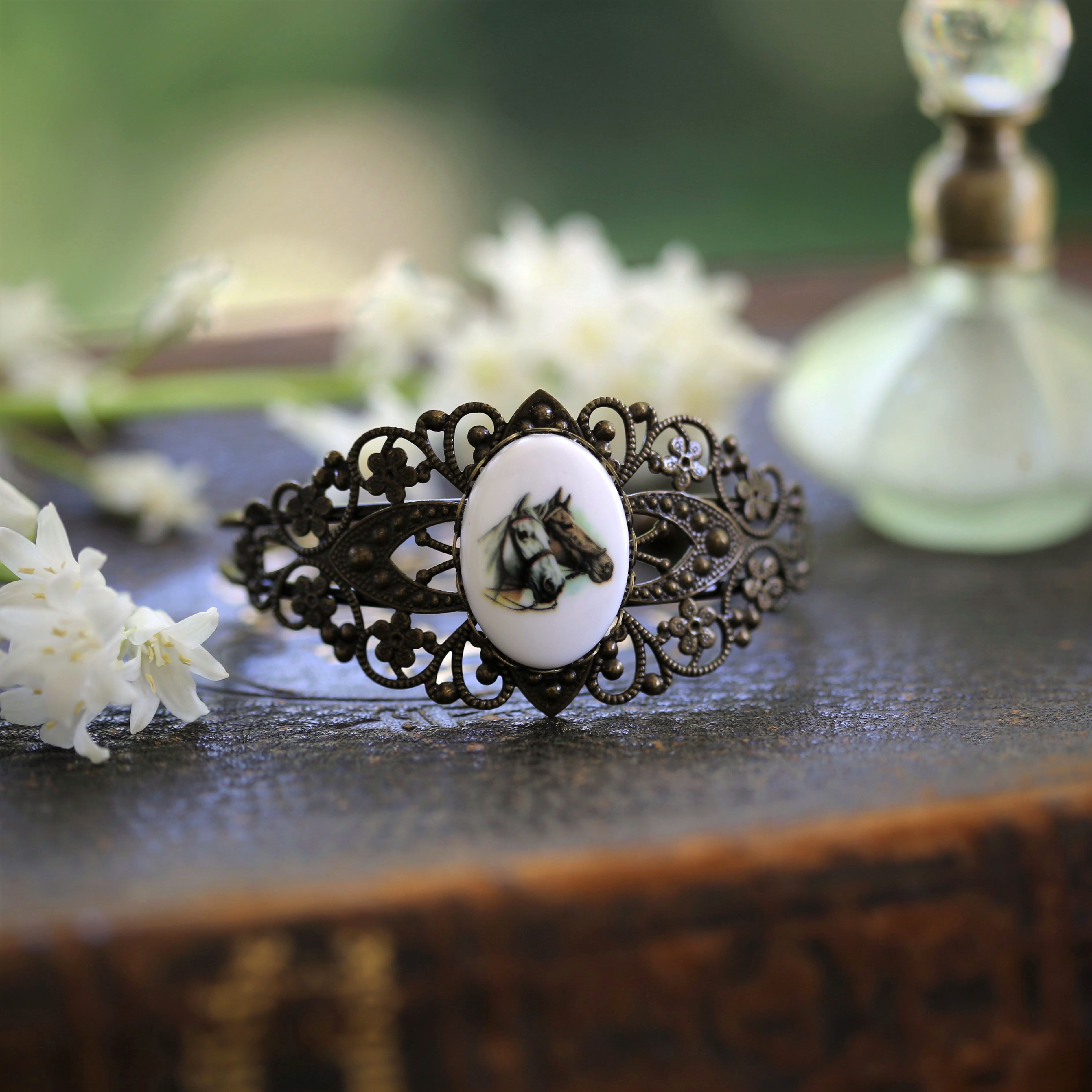 Horse Cameo Cuff Bracelet