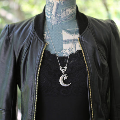 Crescent Moon and Star Pendant Necklace