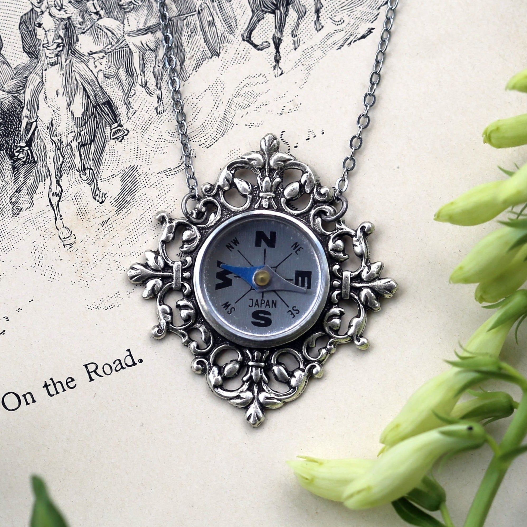 Silver Filigree Compass Necklace