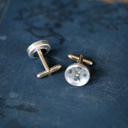 Compass Cuff Links in Antique Silver - Working Antiqued Vintage Style Compass