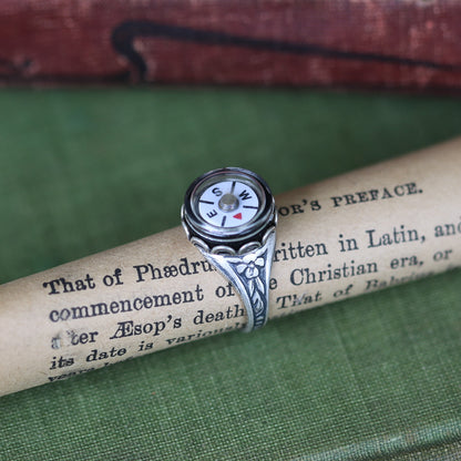 Silver Compass Ring in Vintage Style