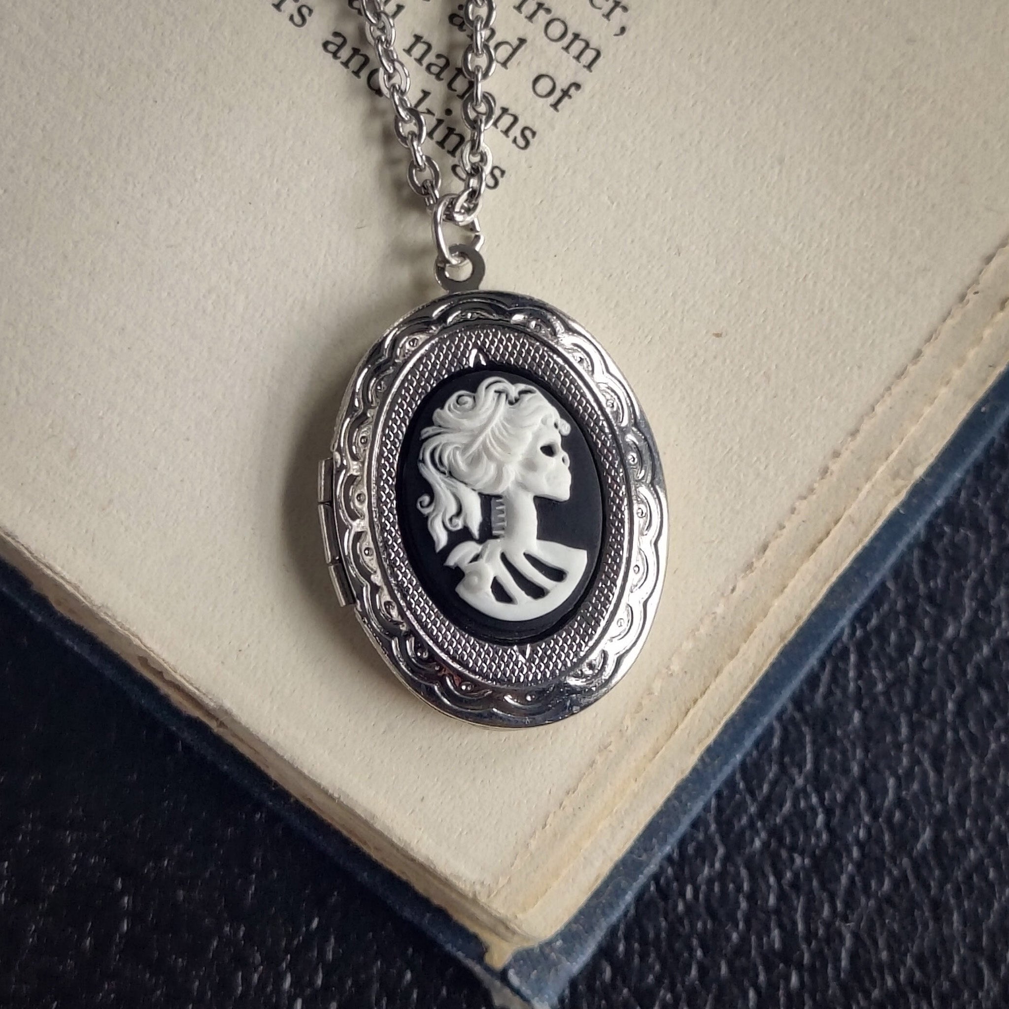 Skeleton Cameo Oval Locket