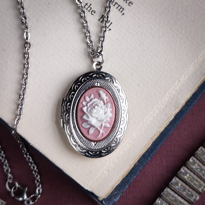 Rose Cameo Oval Vintage Style Locket