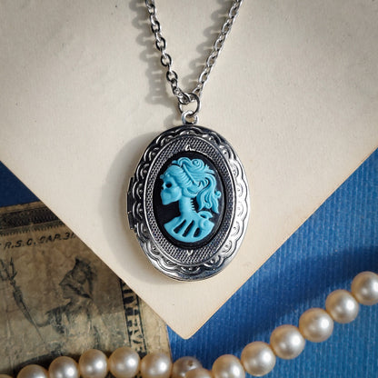 Skeleton Cameo Oval Locket