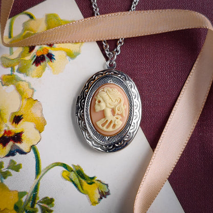 Skeleton Cameo Oval Locket