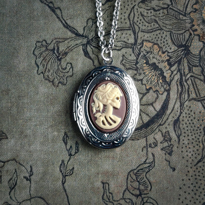 Skeleton Cameo Oval Locket