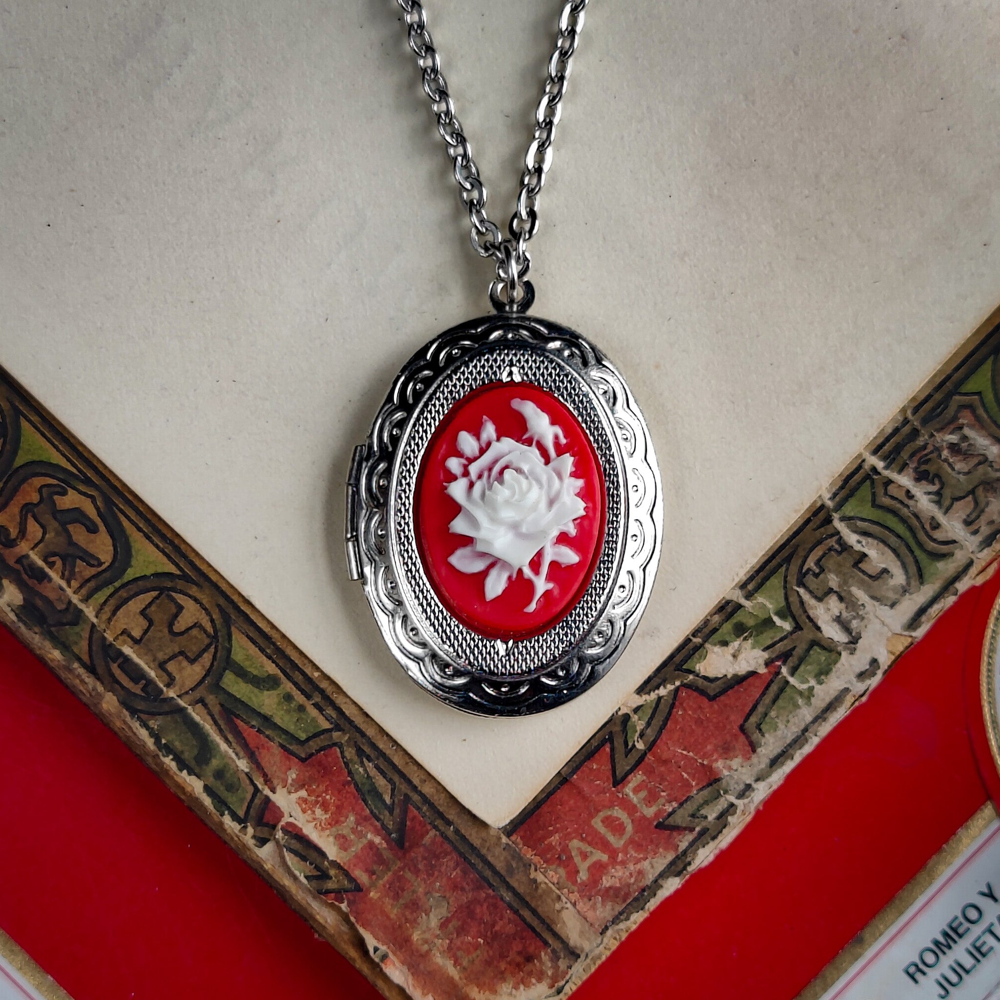 Rose Cameo Oval Locket