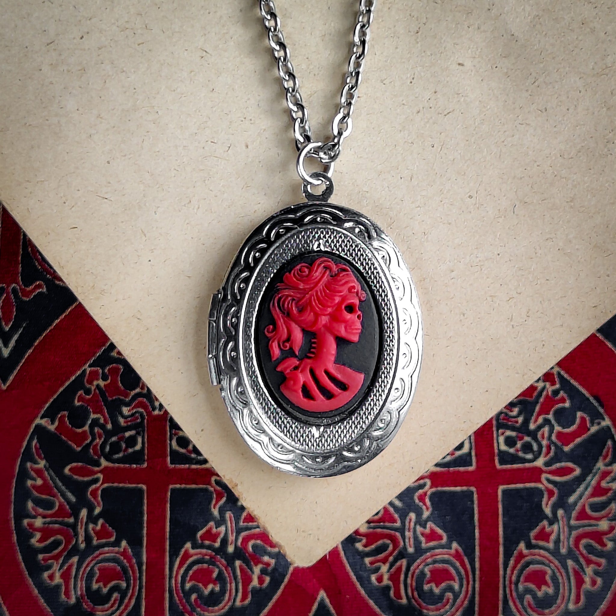 Skeleton Cameo Oval Locket