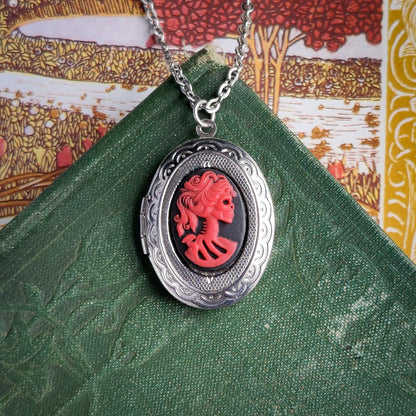 Skeleton Cameo Oval Locket