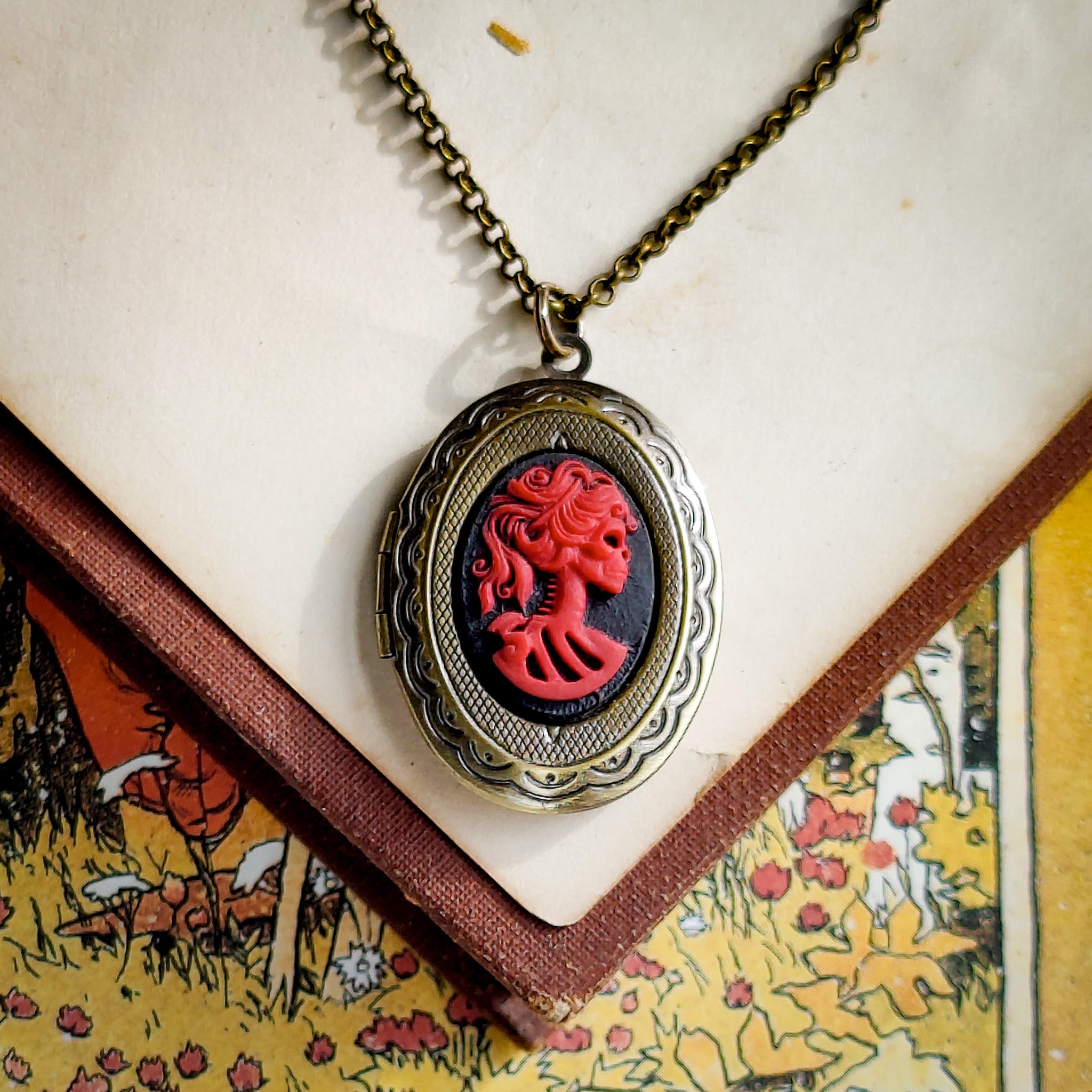 Skeleton Cameo Oval Locket