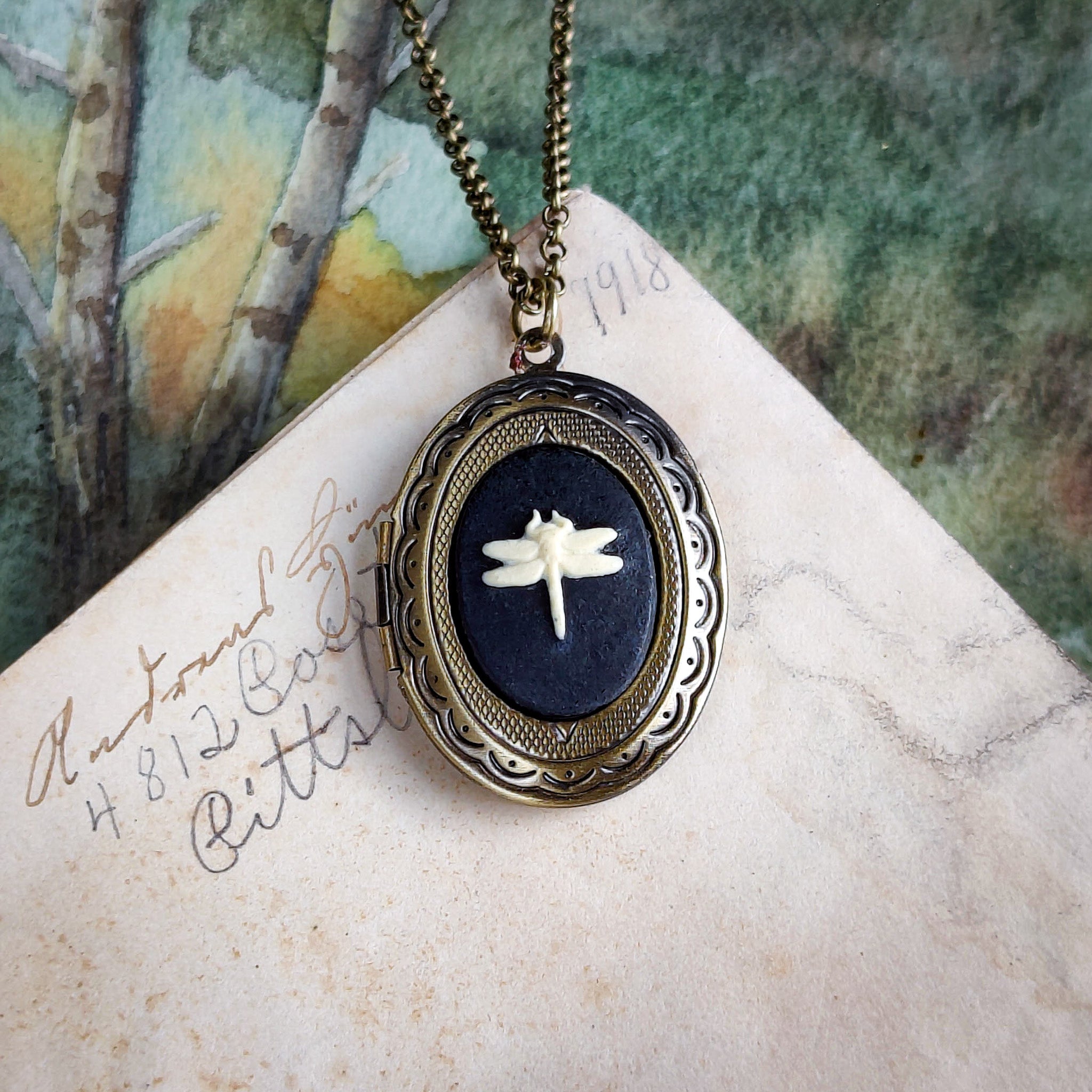 Dragonfly Cameo Locket