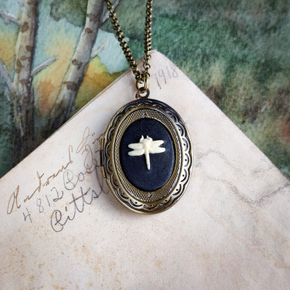 Dragonfly Cameo Locket