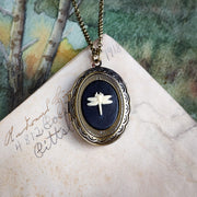 Dragonfly Cameo Oval Vintage Style Locket