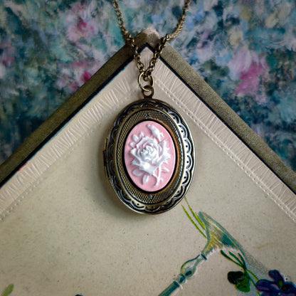 Rose Cameo Oval Locket