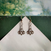 Victorian Thor Hammer Filigree Earrings in Brass or Antiqued Silver