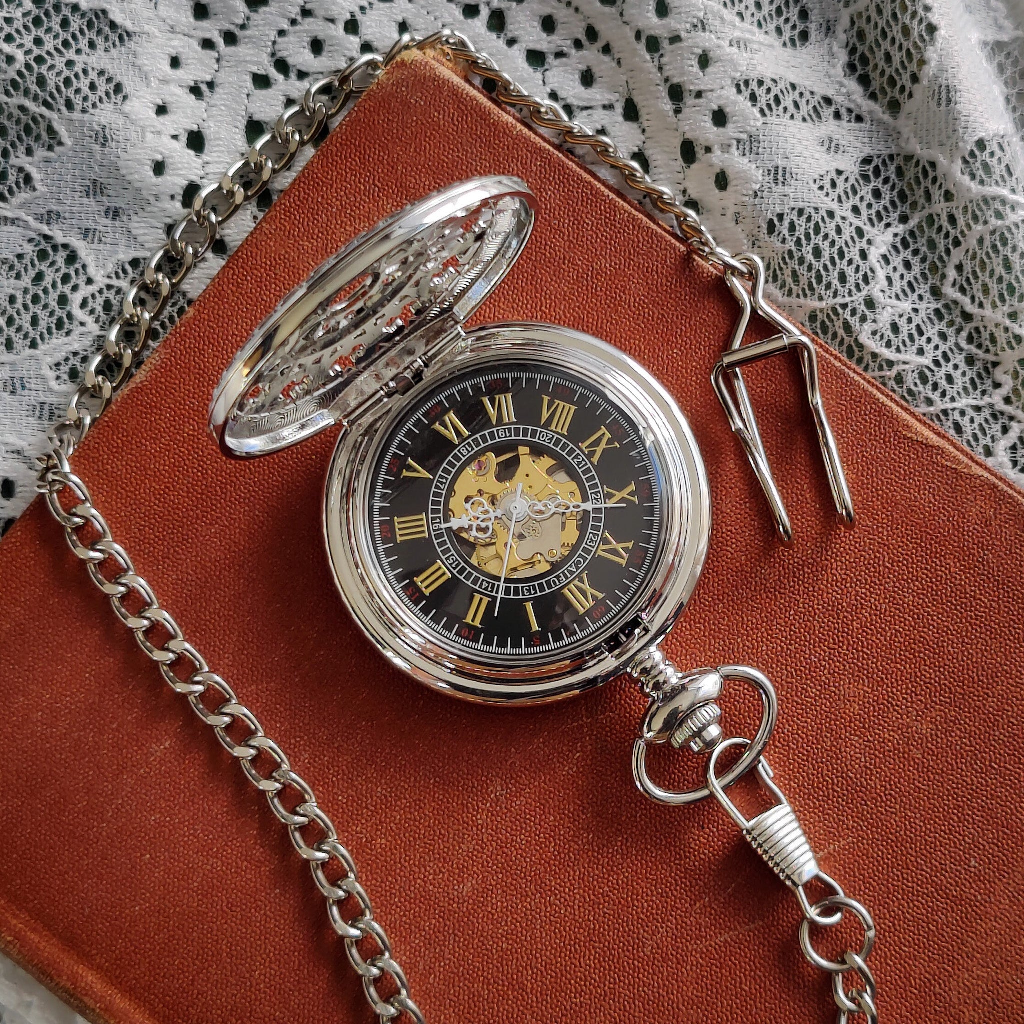 Venetian Net Mechanical Watch in Antique Brass, Silver, or Gunmetal