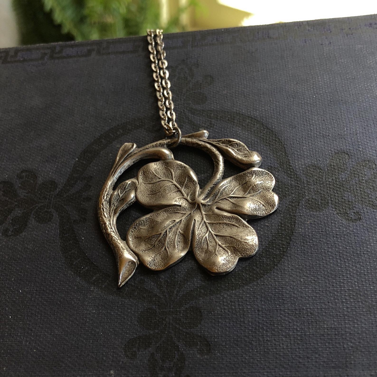 Irish Shamrock Necklace in Silver or Brass