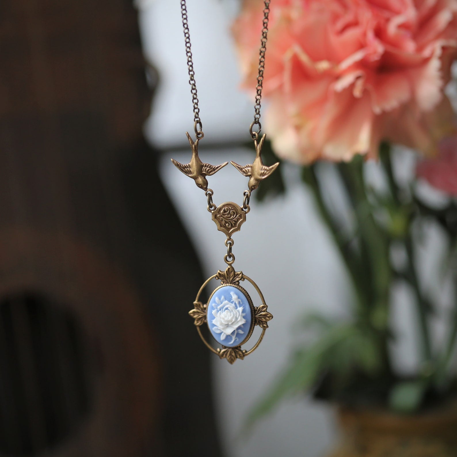 Victorian Rose Cameo Necklace