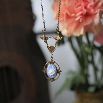 Victorian Rose Cameo Necklace- Choose a Color and Material