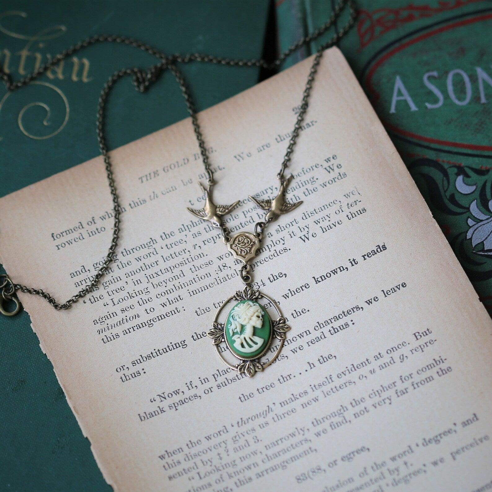 Skeleton Lady Cameo Necklace - Choose a Color and Metal