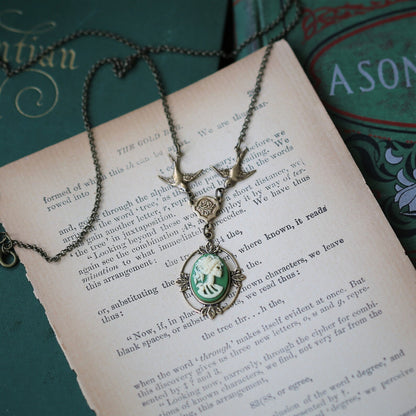 Skeleton Lady Cameo Necklace