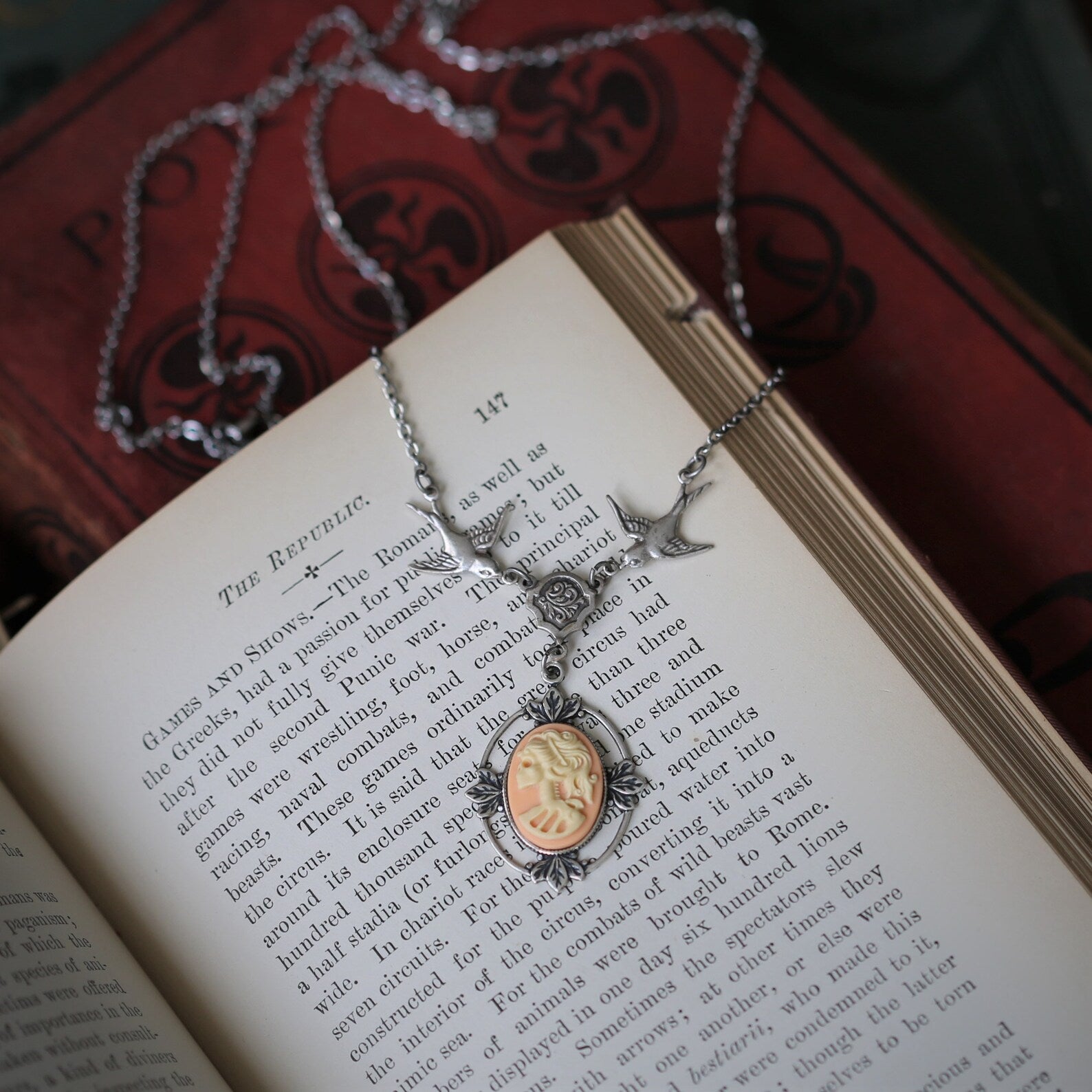 Skeleton Lady Cameo Necklace