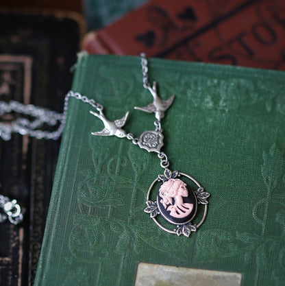 Skeleton Lady Cameo Necklace