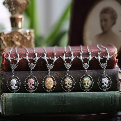 Skeleton Lady Cameo Necklace