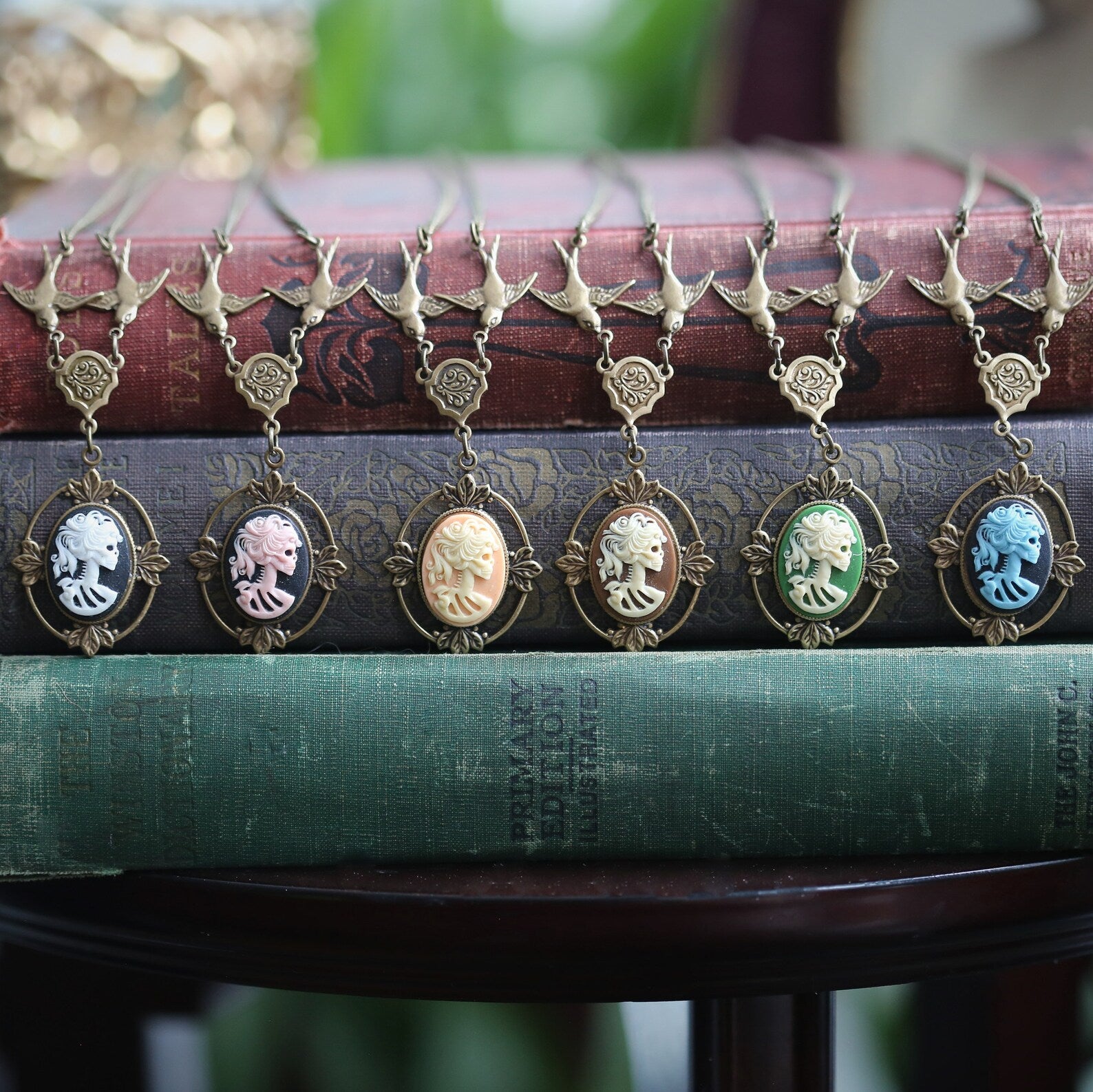 Skeleton Lady Cameo Necklace