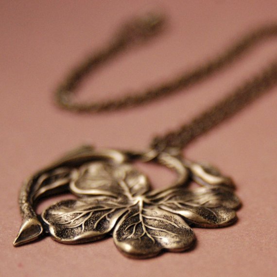 Irish Shamrock Necklace in Silver or Brass