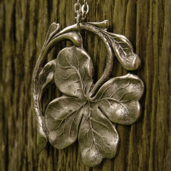 Irish Shamrock Necklace in Silver or Brass