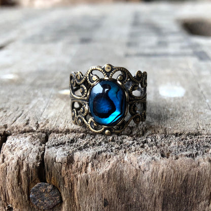 Paua Shell Filigree Ring