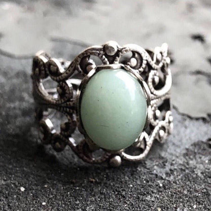 Green Aventurine Ring in Brass or Silver