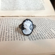 Black and White Woman Cameo Ring