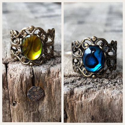 Paua Shell Filigree Ring