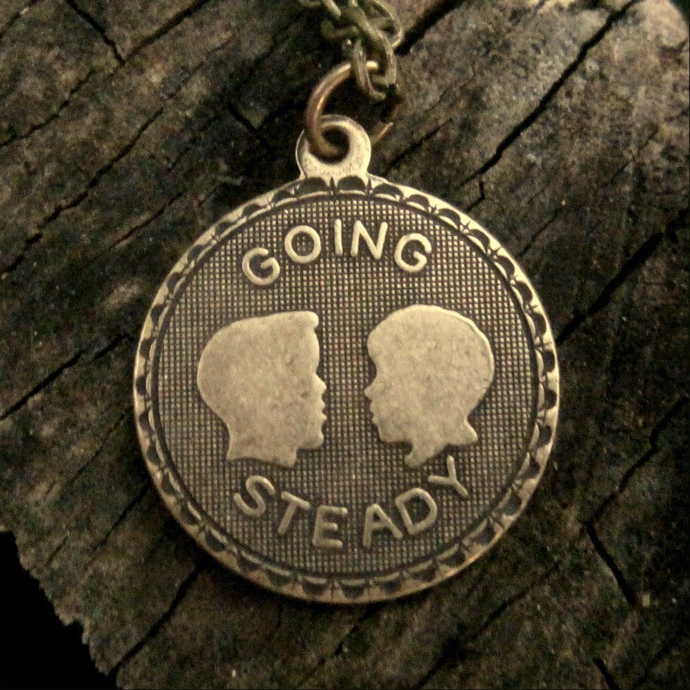 Going Steady Charm Necklace in Antiqued Brass or Silver