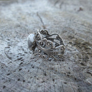 Filigree Ring - White Howlite Stone and Silver