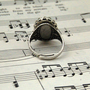Black Rose Cameo Ring in Antique Brass or Silver