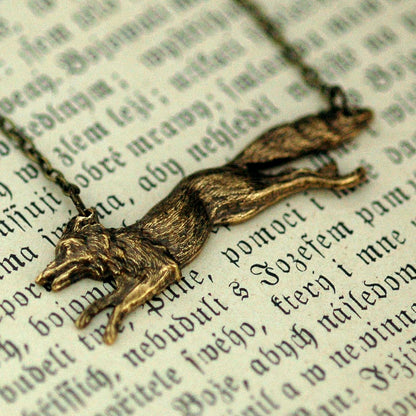 Brass Fox Pendant Necklace