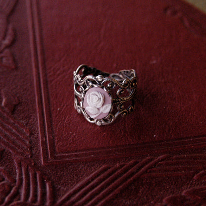 Pink Rose Filigree Ring