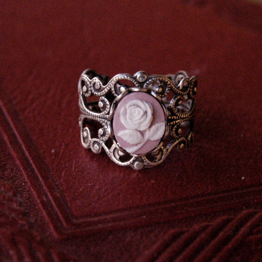 Pink Rose Filigree Ring