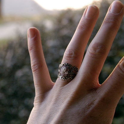 Pink Rose Filigree Ring