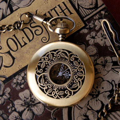 Vineyard Brass Mechanical Pocket Watch - on Fob or Necklace