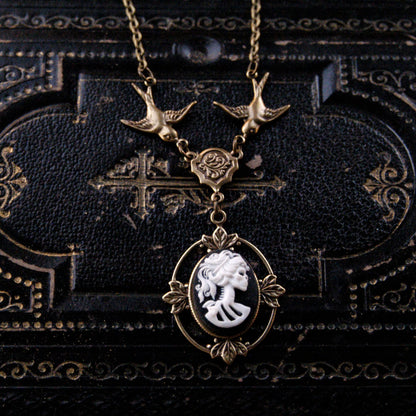 Skeleton Lady Cameo Necklace