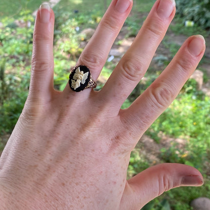 Angel Cameo Ring in Antiqued Brass or Silver