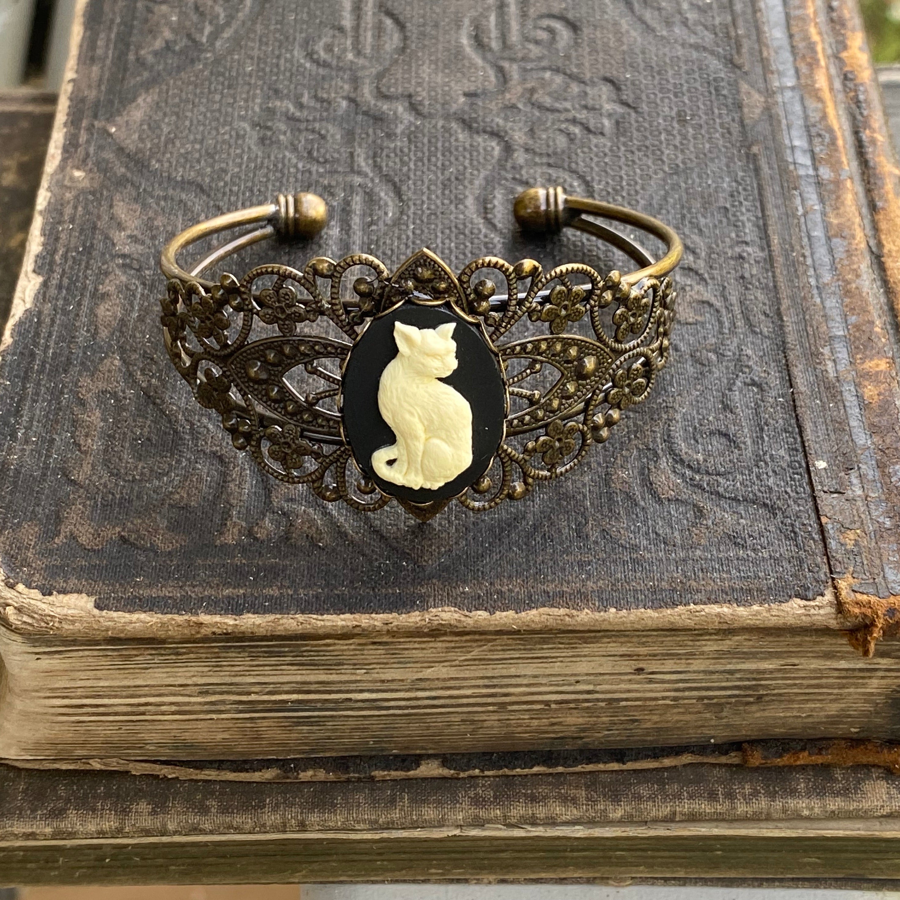 Cat Filigree Cuff Bracelet