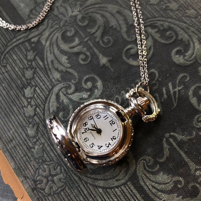 Pocket Watch Necklaces in Silver or Gunmetal