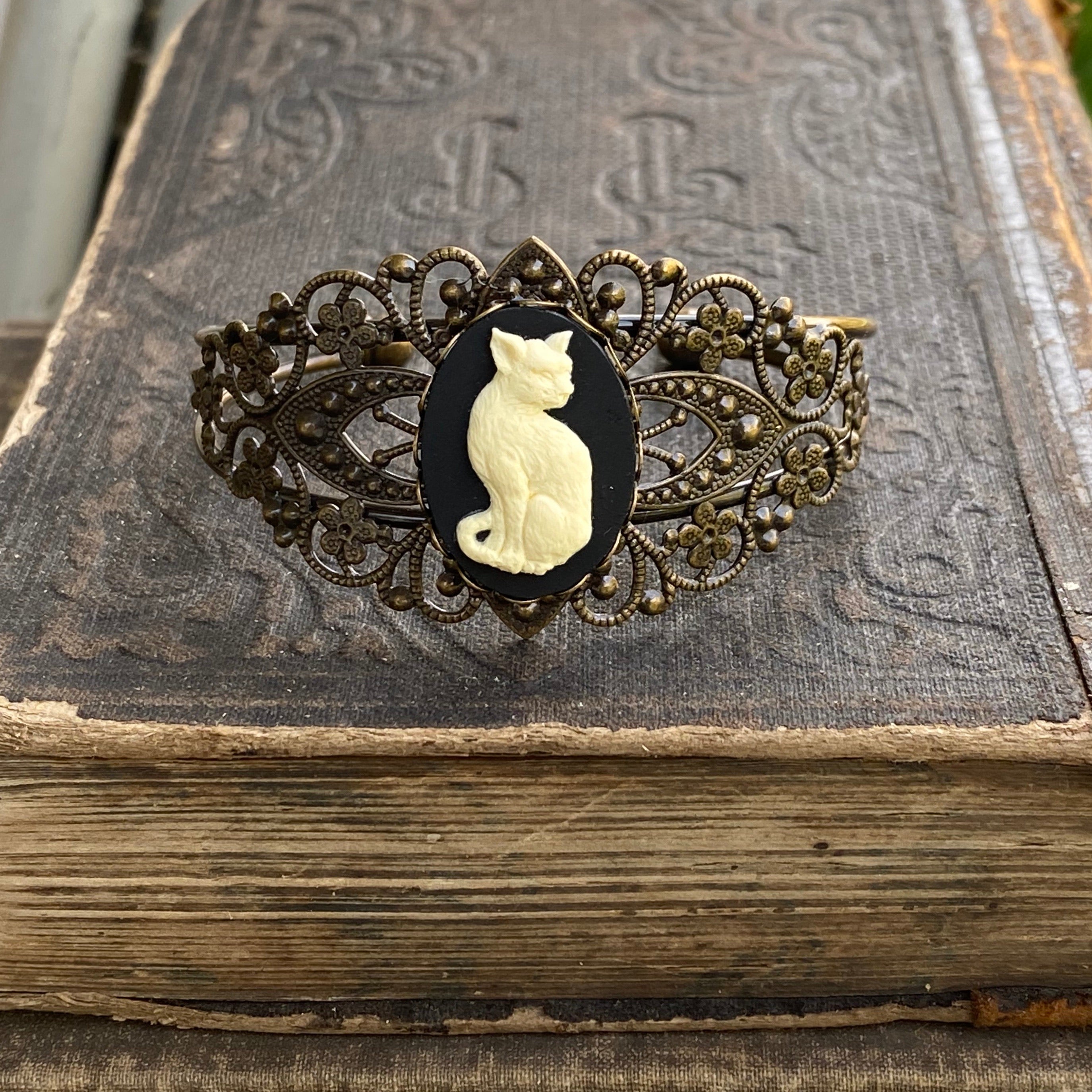 Cat Filigree Cuff Bracelet