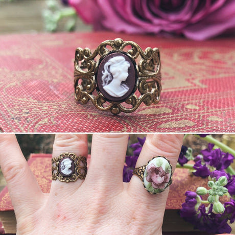 Purple Lady Cameo Ring